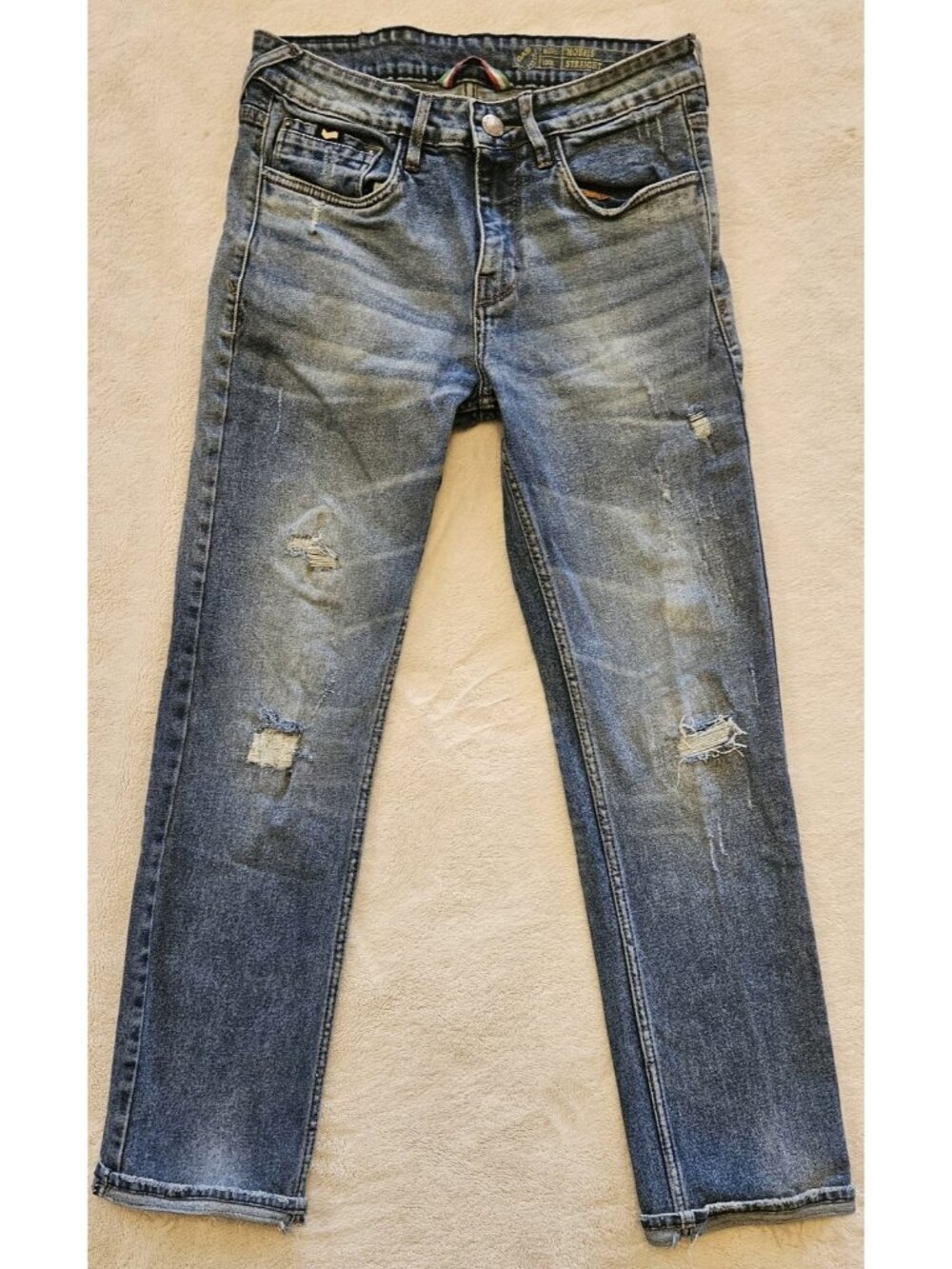 GAS Mens Jeans Morris Straight Size 30 Distressed 100% Cotton Made In Italy